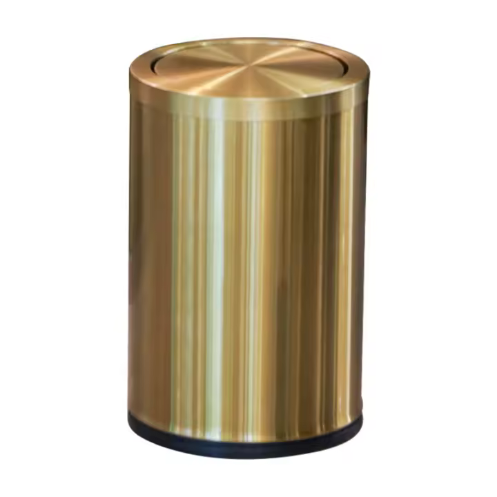 Ln-bathroom Bin With Swing Lid, 9l Small Bin, Metallic Gold Steel, 20 X 31cm - 1