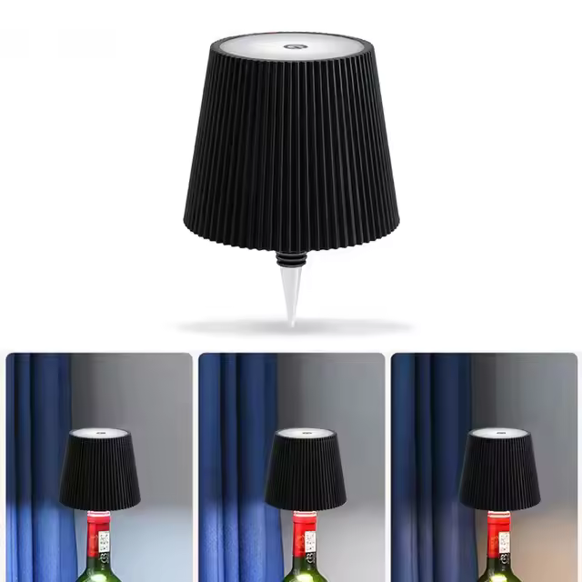 Lámpara De Mesa Inalámbrica Para Botella Con Control Táctil Y 3 Colores Iluminación Nocturna Ajustable Para Barra Vino Escritorio - 1