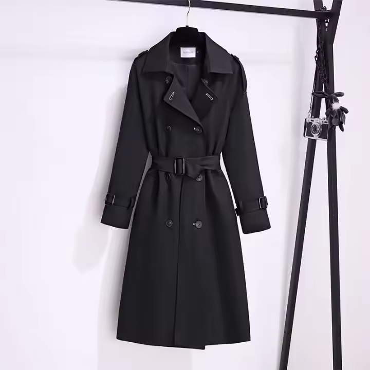 Nueva Chaqueta De Trench Femenina Estilo Británico 2025 Windbreaker Streetwear Doble Botón Largo Elegante Para Otoño E Invierno - 1