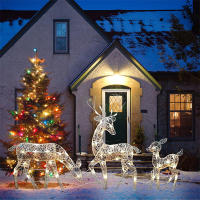 3pcs Decoración De Jardín De Hierro Con LED De Ciervo Y Alce Para Navidad Brillo De Reindeer Adorno Exterior De Casa De Año Nuevo - details 5
