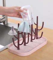 Rack De Secado Para Botellas De Bebé En Rosa Y Beige Soporte De Almacenamiento Removible Para Copas De Alimentación Con Agujeros Para Drenaje Compatible Con Máquina De Secado - details 2