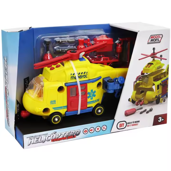 Helicóptero Santario Ensamblable con Luz y Sonidos Vehículos para jugar MODELMOVIL - 1