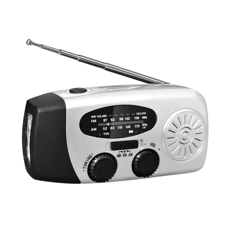 Radio De Emergencia Multifuncional Portátil Con Generación De Energía Manual Solar FM AM WB NOAA Power Bank Para Desastres - 1