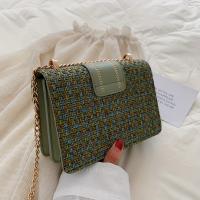 Bolso Bandolera Mini Tweed Escocés Con Correa Ajustable Y Cierre De Hebilla Moda Disponible En Crema Verde Azul Negro - details 8