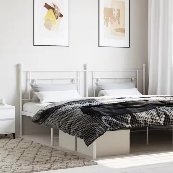 vidaXL Cabecero de metal blanco 200 cm - 1
