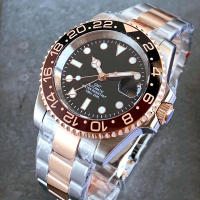 Reloj Mecánico Automático Para Hombre NH34A Rose Gold Doble Tono Con Correa Jubilee 200m Impermeable Movimiento GMT Reloj De Divercio - details 6
