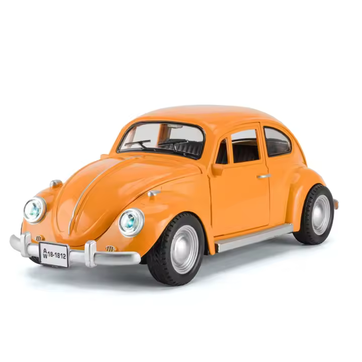 Coche De Escala 1:18 Beetle 1955 Juguetes De Aleación De Metal Con Luz Y Música Ruedas De Goma Vehículos Retro Para Colección Y Regalos Para Niños - 1