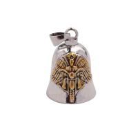 Llavero de moto estilo punk vintage - Cruz gota de aceite con campana, colgante de ángel con alas de plumas para hombres - details 1