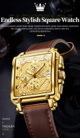 Reloj De Pulsera De Lujo Para Hombre OLEVS Cuadrado Cuarzo Resistente Al Agua Luminoso Cronógrafo De Cuero Acero Inoxidable Dial De Cristal Duro - details 0