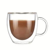 2pc Tazas De Café Expreso De Vidrio Doble Muralla Con Mano Transparente Para Bebidas Frías Leche Jugo Capacidad 150ml 250ml - details 1