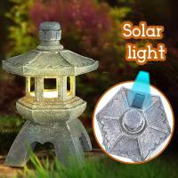 Lámpara Solar De Resina Creativa Torre De Luces De Palacio Decoración Zen Para Jardín Y Patio Iluminación Solar Pagoda Luces - details 2