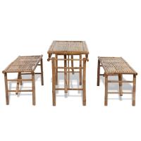 vidaXL Mesa de jardín plegable con 2 bancos 100 cm de bambú - details 3