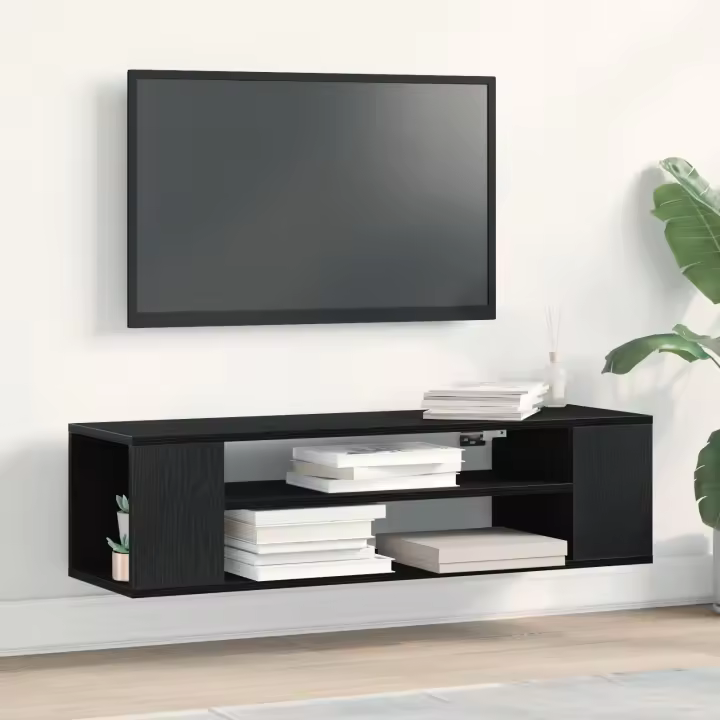 Mueble para TV de pared vidaXL en roble negro, 100x30x26.5 cm, de madera compuesta - 1
