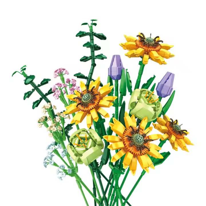 Bloques de construcción de flores, flores preservadas, 10328, rosa, regalo del Día de San Valentín, ramo romántico, juego de montaje - 1