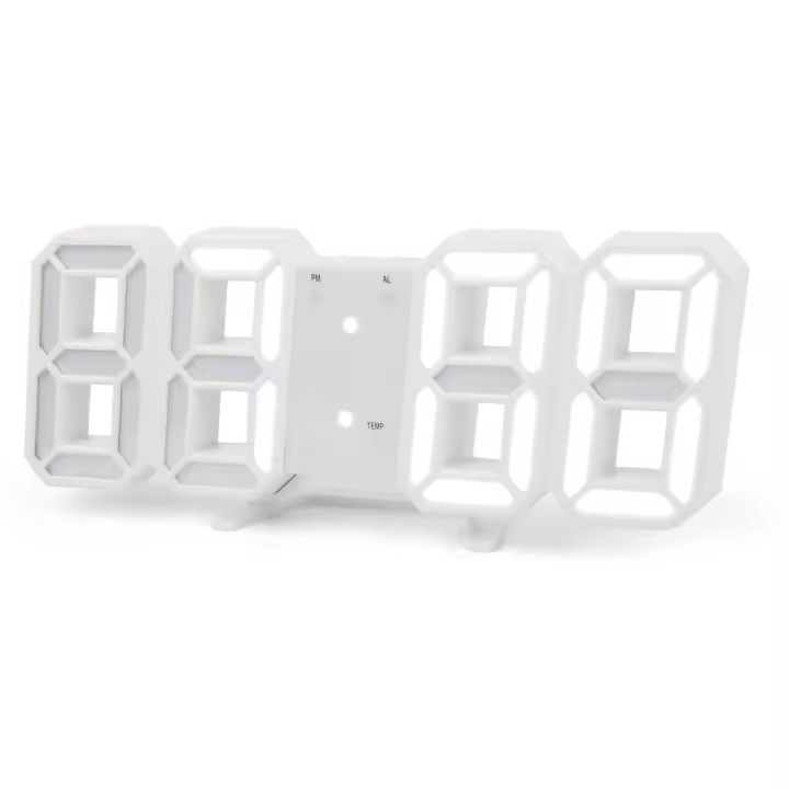 Reloj de pared digital con LED 3D para escritorio, despertador de escritorio con función de repetición de luz nocturna, ajuste automático de brillo, detección de luz y temperatura - Con cable USB - 1
