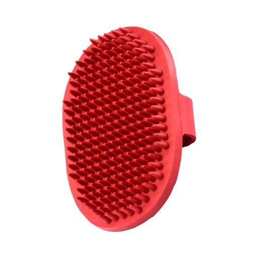 Red rubber mitten for short hair