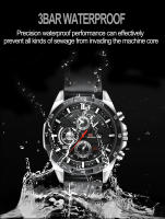 Reloj De Pulsera De Cuero Negro 46mm Estilo Militar Grande Movimiento De Cuarzo Con Calendario Decorativo Resistentes Al Choque Y Agua Para Hombre - details 1