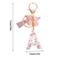 Llavero Con Letras De Lentejuelas A-Z Para Mujer Colgante De Mariposa Con Borla Llavero Inicial Para Bolso Y Coche Decoración Colgante De Bolsos - details 4