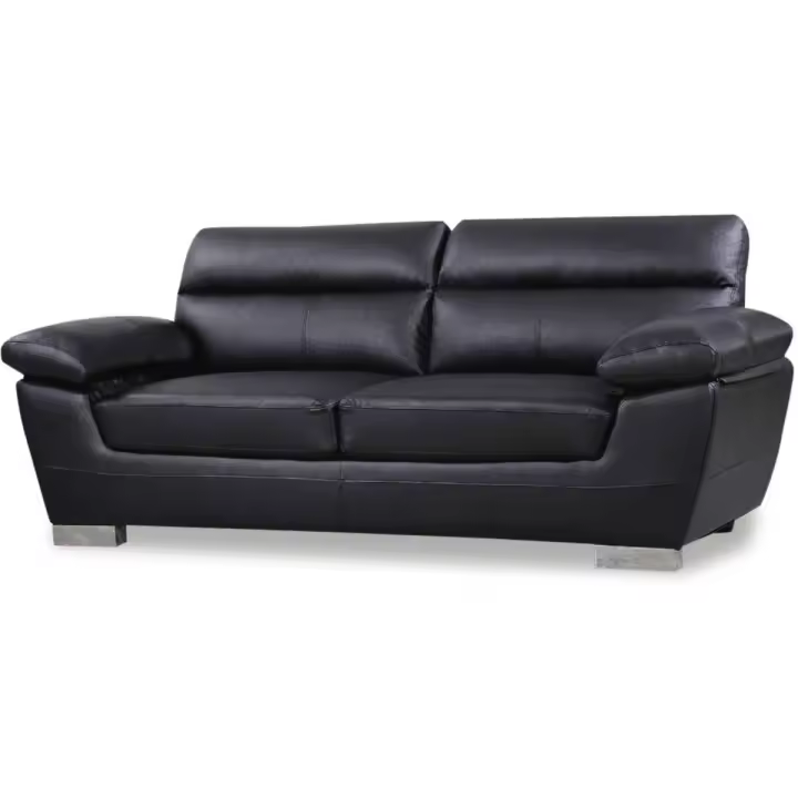 Sofá cuero reconstituido / PVC Dallas - 3 plazas - Negro - 1