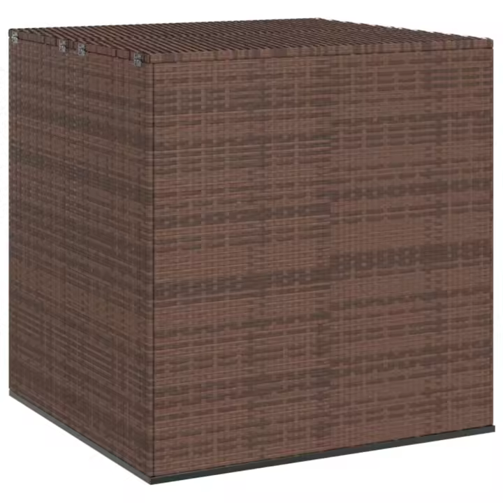 vidaXL Baúl de cojines para jardín de ratán PE 100x97,5x104 cm en color Marrón/Negro/Gris | acolchados duraderos para sofás de jardín terraza exterior - 1