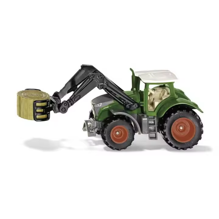Siku - Fendt 1050 Vario Tractor Motorizado con Cargador Frontal Móvil y Pinzas para Pacas - Premiado - Ruedas de Goma - 1