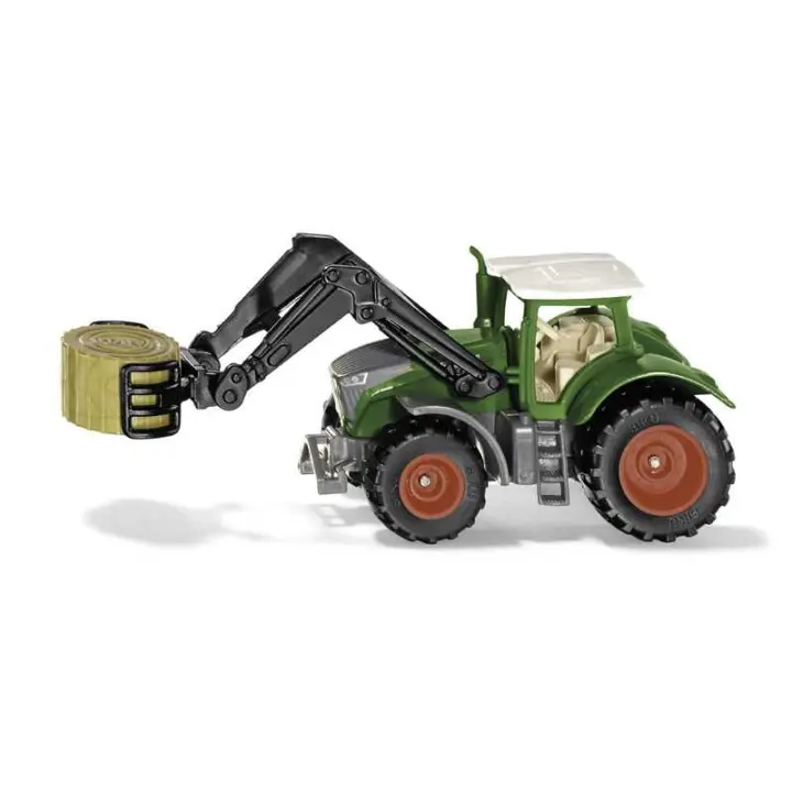 Siku - Fendt 1050 Vario Tractor Motorizado con Cargador Frontal Móvil y Pinzas para Pacas - Premiado - Ruedas de Goma - 1
