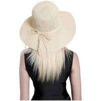 Kebedo Moda Sombrero de Playa de  ala Ancha 11 cm, Sombrero de Paja de Papel para el Sol de Verano, Viaje, Piscina, Viaje, Protección Solar, Pamela Grande para Mujer Adulto Talla Única Transpirable Ajustable 56-57 CM - details 1