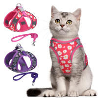 Harnés Para Perros Y Gatos HP404 Con Estampado Floral Tela De Twill Cómoda Y Malla Transpirable Correa De 1.5 Metros - details 1