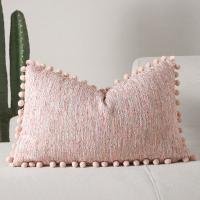 Fundas De Cojines Boho Verdes Con Pompon 30x50cm 45x45cm Textura De Terciopelo Decorativas Para Sofá Manta - details 6