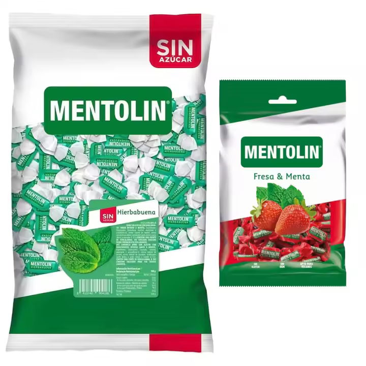 Mentolín caramelos garganta hierbabuena s/a bolsa 1kg y de regalo fresa menta 150g - 1