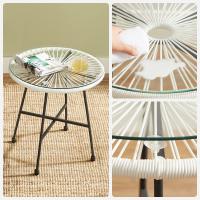 Conjunto de muebles de jardín de 3 piezas, sillas acapulco y mesa con tapa de cristal, asientos de exterior e interior, en negro - details 6