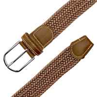 Banner - Cinturón trenzado extensible y elástico 110 cm blanco y marron