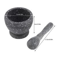 MAXHOME-Juego de mortero de resina clásico,Mortero Quttin Negro (11 x 9 cm), guacamole, hierbas, molinillo de especias, cuenco, molinillo de alimentos, barra de mezcla, utensilios de cocina (textura de granito) - details 3