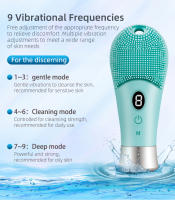 Limpieza Facial Eléctrica Ultrasonda 9 Velocidades Silicona Recargable Escobilla De Rostro Con Vibration Alta Frecuencia Limpiadora De Piel - details 9