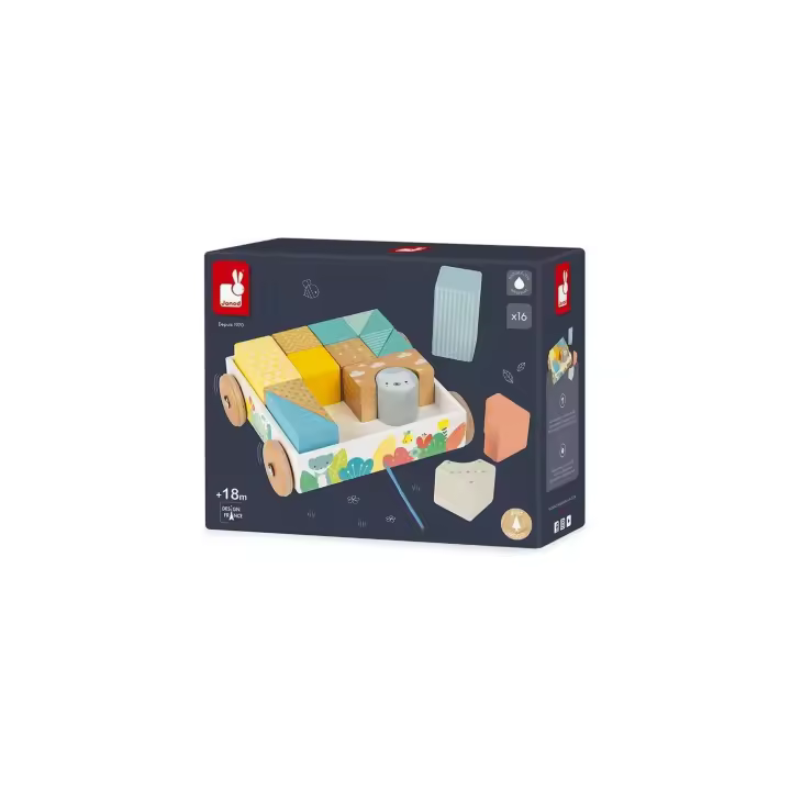 Juego de construcción en carrito con cubos para pasear - Janod J05152 - 1