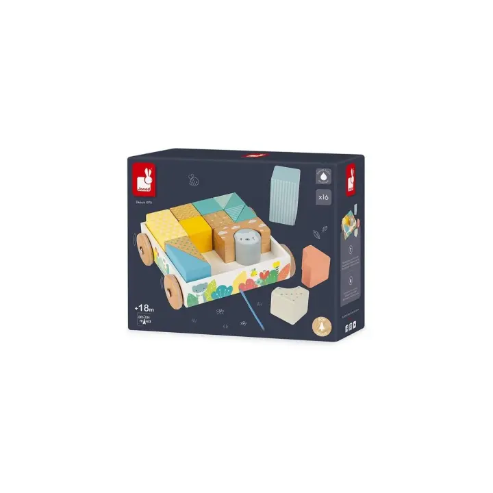 Juego de construcción en carrito con cubos para pasear - Janod J05152 - 1