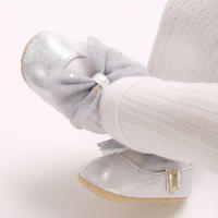 Zapatos De Princesa Plateada Para Bebés Recién Nacidos 0-18M Casual Con Lazo Antideslizante Suela De Tela Bajo El Tobillo PU Decoración De Cinta Para Niñas - details 14