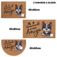 CM - Felpudo de Coco Natural con Base Antideslizante, Absorbente para la entrada de casa, Ideal para Puerta Exterior o Pasillo. Mascota, Bienvenido amigo. 3 tamaños disponibles - details 0