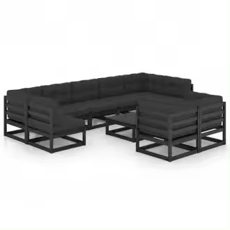 VIDAXL 3077263 conjunto de muebles para los jardines fabricado en madera con cojines gris antracita vida xl - 1