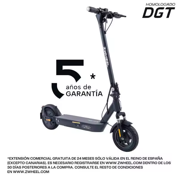 Zwheel zfox max urban dark patinete electrico motor 400w - homologado dgt - velocidad hasta 25km/h - autonomia hasta 50km - 3 modos de conduccion - carga maxima 100kg - ruedas 10” - 1