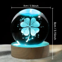 Bola De Cristal Con Cuatro Hojas De Oro Y Luz Coloreada 3D Decoración Familiar Para Dormitorio Regalo De Cumpleaños Y Día De La Madre - details 2