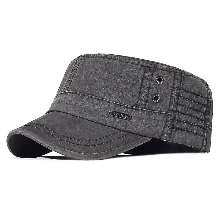 Gorra militar de algodón para hombre, gorra de cadete, gorra de camionero, gorra de papá, gorra de béisbol clásica ajustable con parte superior plana militar de alta calidad - 1