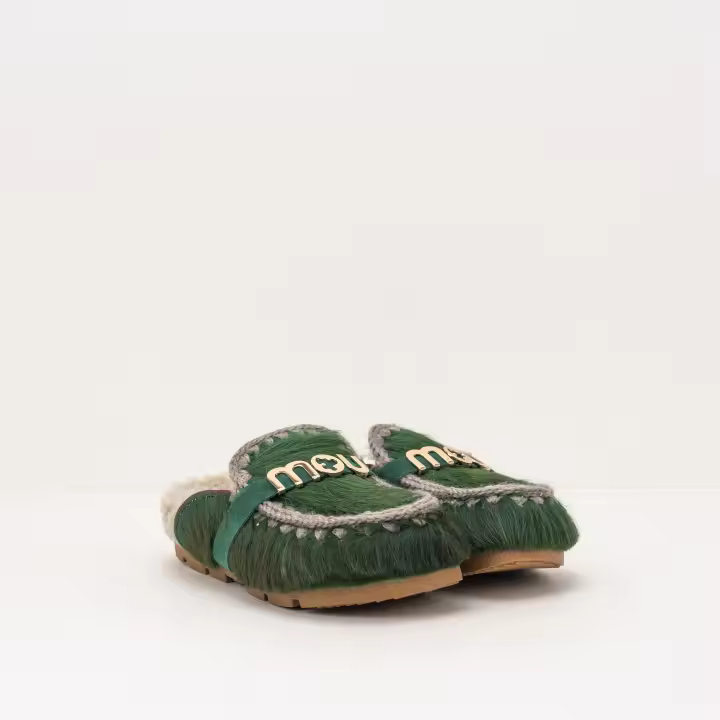 ZUECO - MOU - WINTER BIO SLIDE LONG HAIR PONYSKIN LETTER LOGO GREEN MOU ZUECOS - 1
