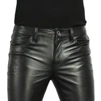 Pantalones De Cuero PU Para Hombre Estilo Rock Moda Para Club Nocturno Baile Slim Fit Faux Leather Pantalones Motociclista - details 0