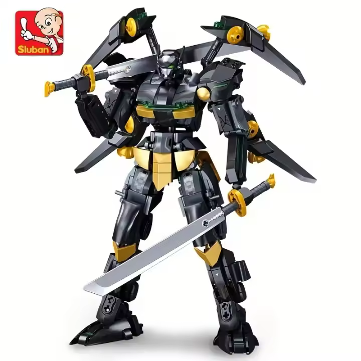 Sluban 534PCS Robótica De Guerra Negra Figura De Acción Articulada Con Bloques De Construcción Móviles Modelo De Exhibición Para Escritorio Juguetes Educativos Para Niños Regalos - 1