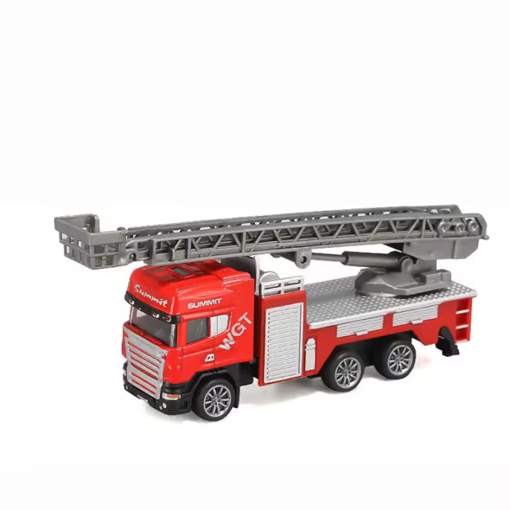 Camión De Bomberos De Aleación 1/64 Vehículo De Rescate De Muñeco Modelo De Ingeniería Con Escalera De Incendio Juguete Para Niños Regalo De Navidad - 1
