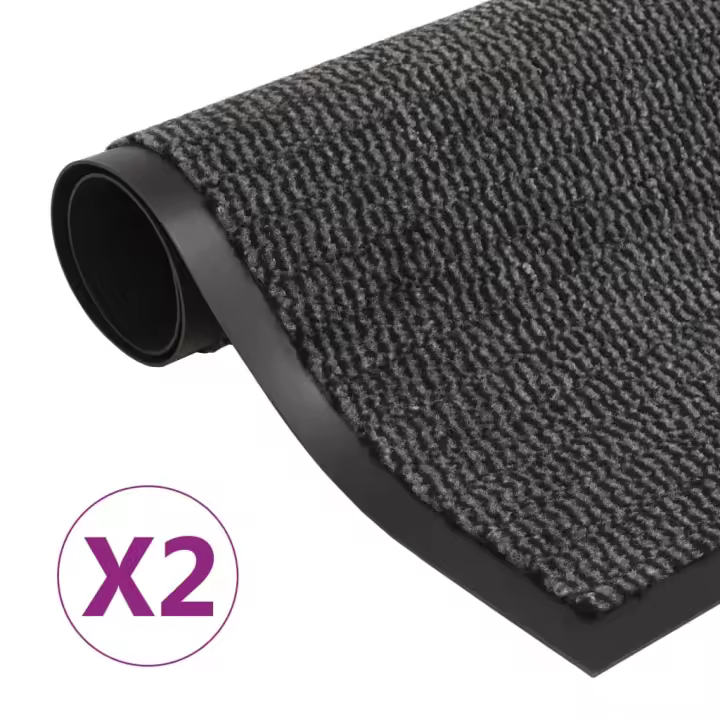 vidaXL Alfombras de entrada rectangulares de nudo 2 uds gris 60x90 cm - 1