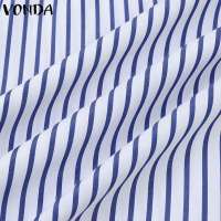 VONDA Vestido Maxi Elegante Para Mujer 2024 Con Rayas Bohemio Casual Manga Larga Hombro Descubierto Sin Capucha Fiesta Longitud Del Vestido Hasta El Tobillo - details 10