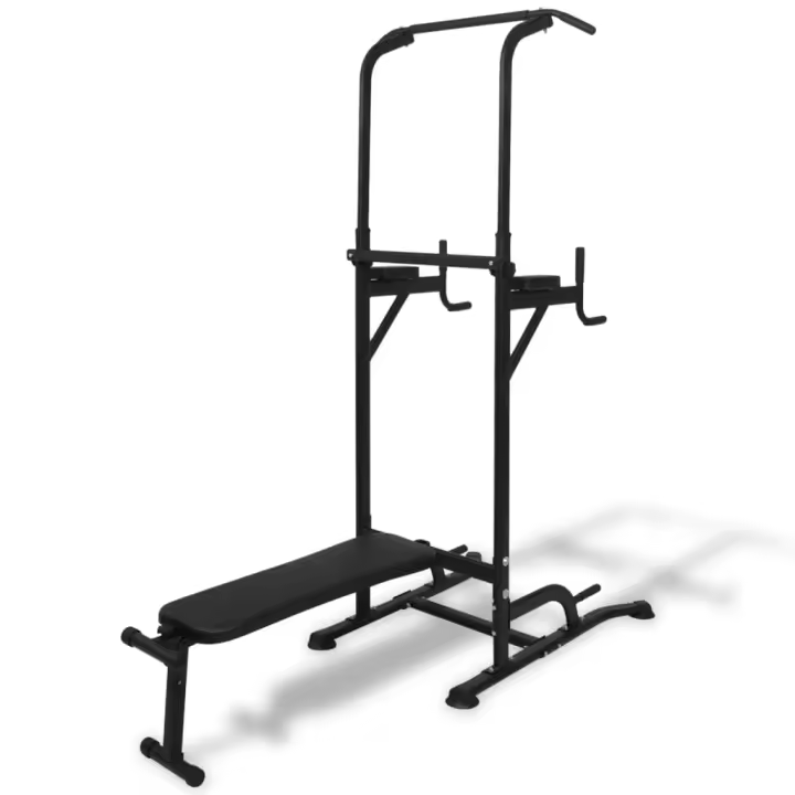 vidaXL Máquina de musculación Power Tower con banco de abdominales - 1