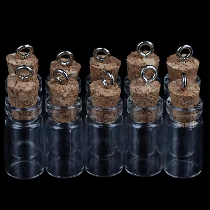 10Pcs Mini Botellas De Vidrio Pequeñas Viales Con Tapa De Turrón Multiusos De Alta Calidad Y Nueva Condición Jars Para Cosméticos Y Materiales Químicos - 1
